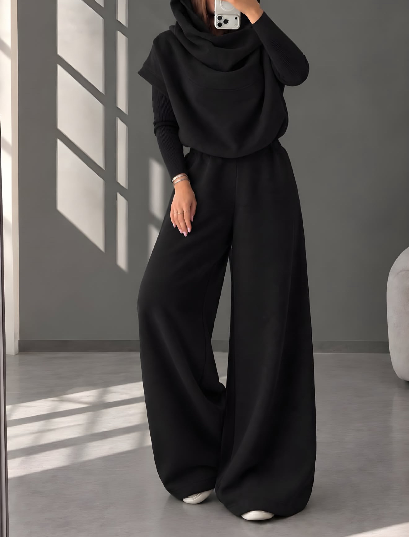 ست وست کلاه دار و شلوار دورس دخترانه